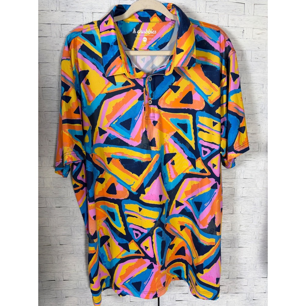 Chubbies Mens Polo Shirt Colorful Print Performance Polo Shirt Short Sleeve